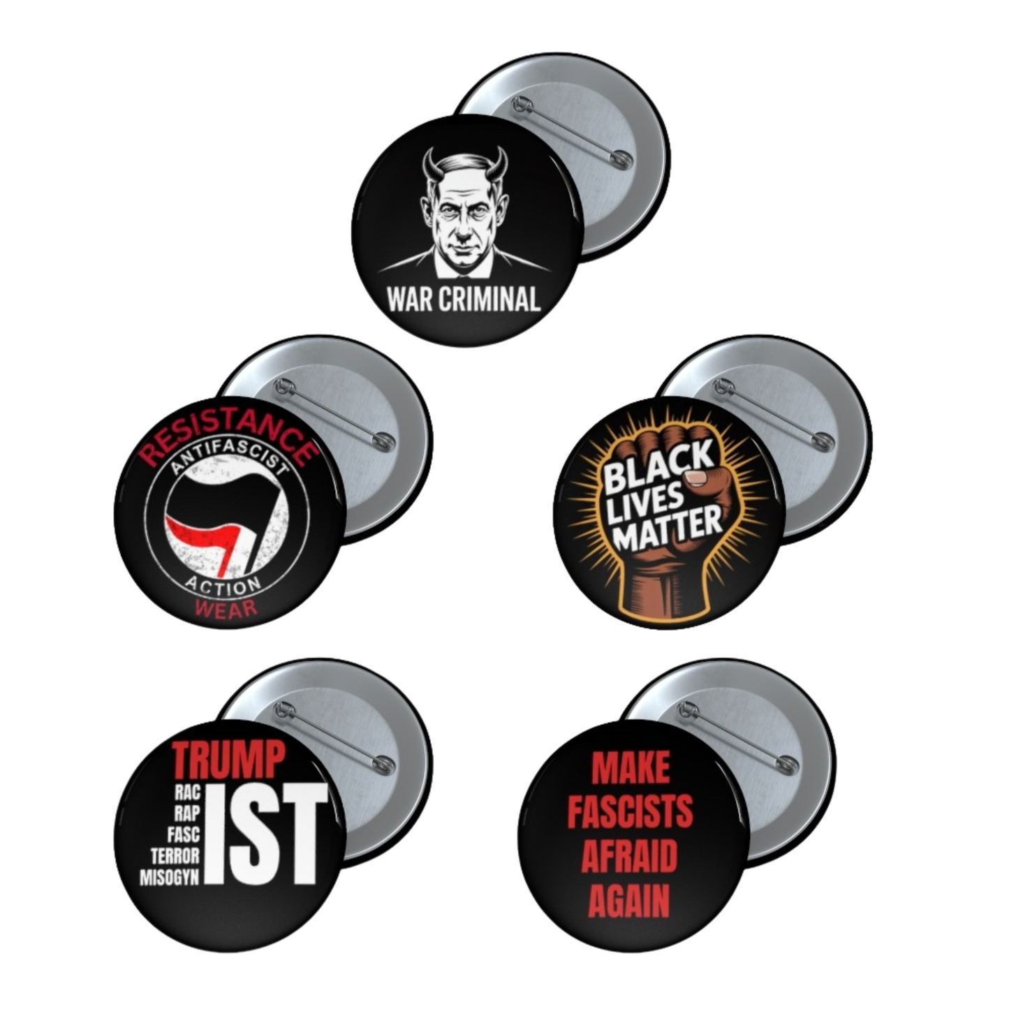 Antifa Pin Set - 5 pcs